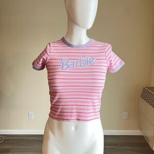 Barbie Pink and White Striped Kids Tee